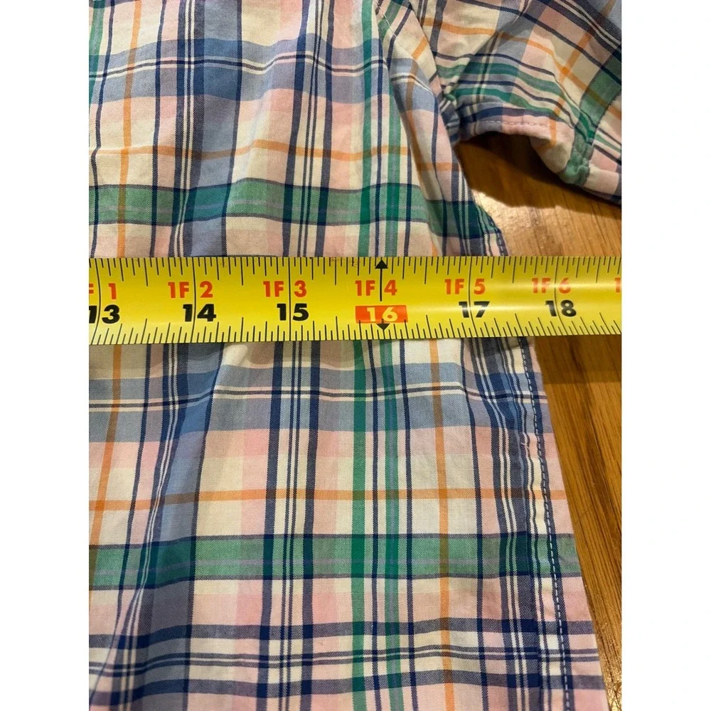 Ralph Lauren Boys XL 18-20 Plaid Short Sleeve Button Down Shirt Natural Stretch
